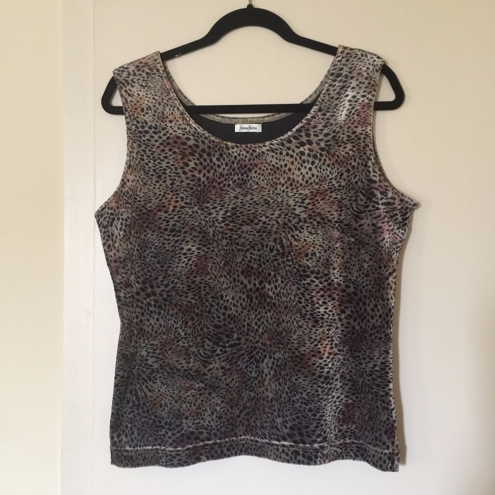 Neiman Marcus Cheeta Velvet Tank Top